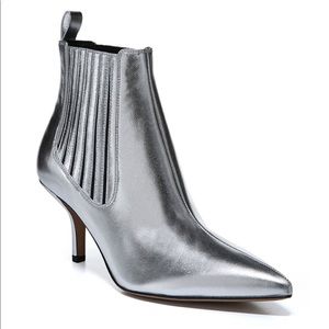 DVF Mollo pointed metallic silver booties